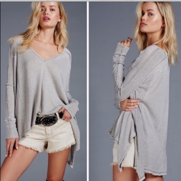 Free People Tops - Free People Pacific drippy thermal long sleeve top blue green size xs